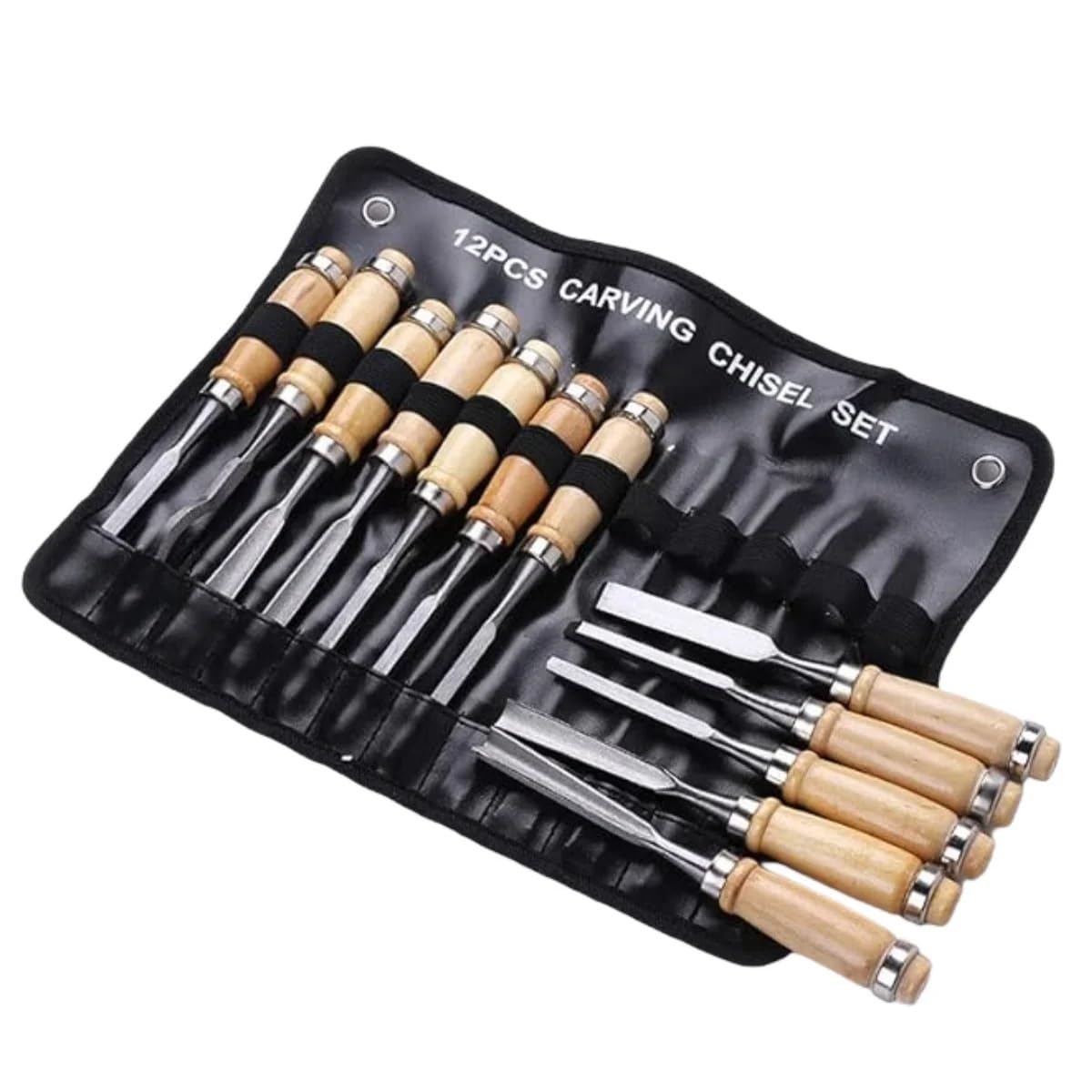 Kit utensili fai da te Set di scalpelli per intaglio in legno da 12 pezzi strumenti per la lavorazione del con custodia Kit sgorbia per coltelli a grandezza naturale