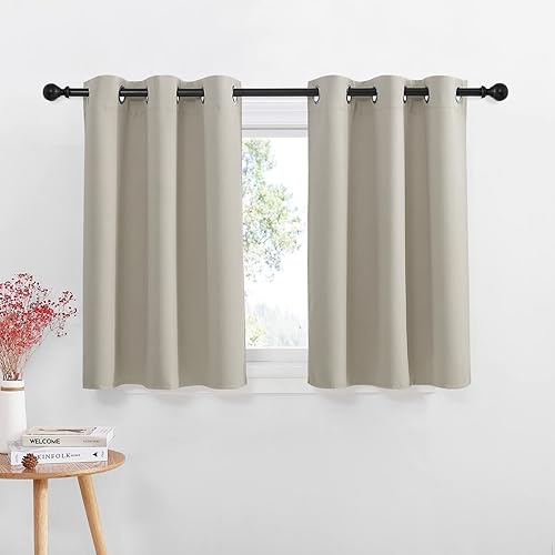 NICETOWN Cortinas opacas para cocina, ventana de sótano, cortinas decorativas de privacidad con ojales y aislamiento térmico, cortinas cortas de