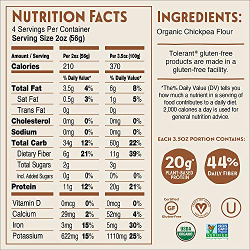Tolerant Organic Gluten Free Rotini Pasta Variety Pack (Green Lentil, Red Lentil, Chickpea), 8oz - Case of 3, Plant Based Protein, Vegan Pasta, Single Ingredient Protein Pasta, Whole Food, Clean Pasta