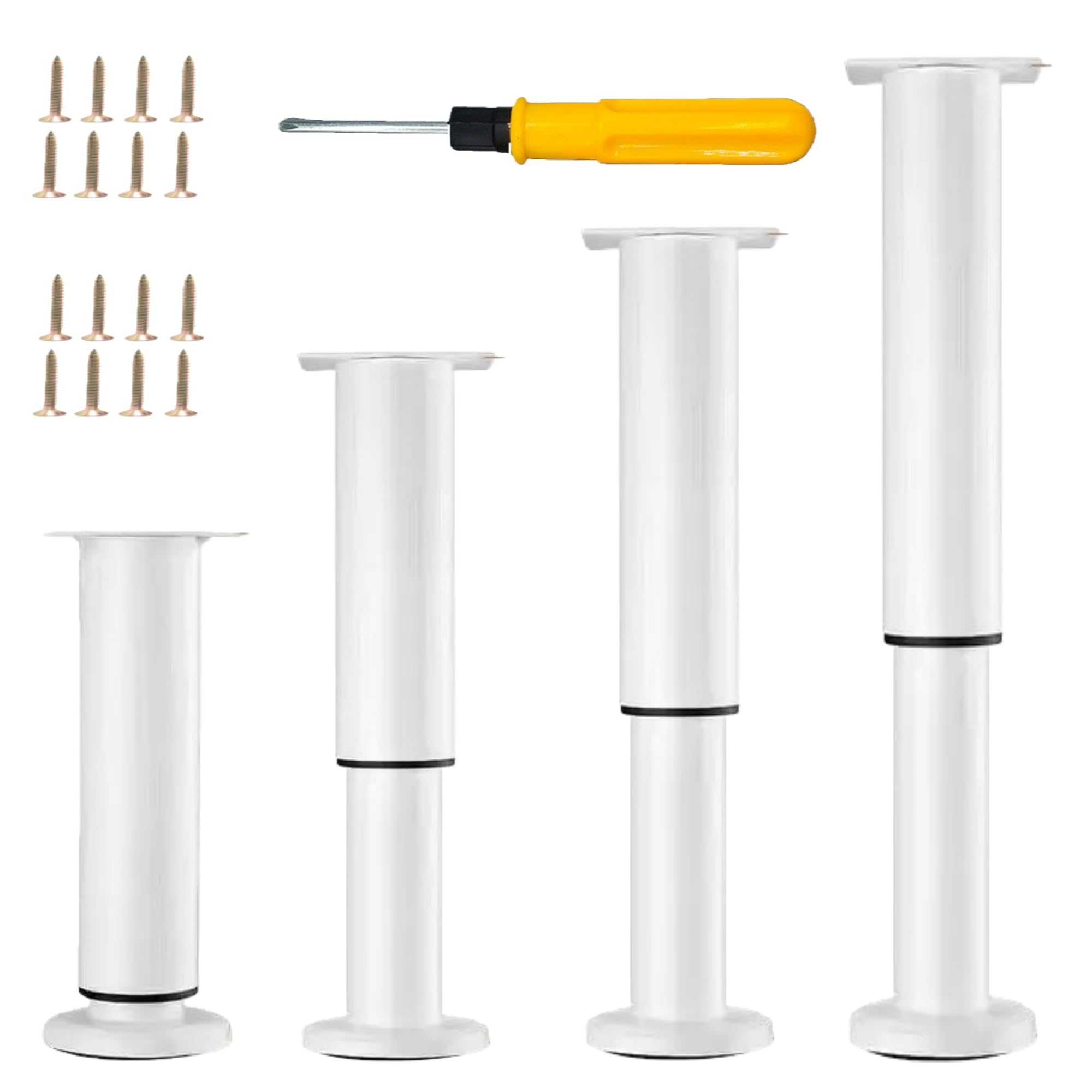 4 Pieds de Meubles Réglables,Pieds de Meubles à Hauteur Réglable, Pieds de Meubles en Métal, Pieds de Meubles Anti-Rayures pour Armoires,Meubles TV,Lits (Blanc, 40-70 cm)