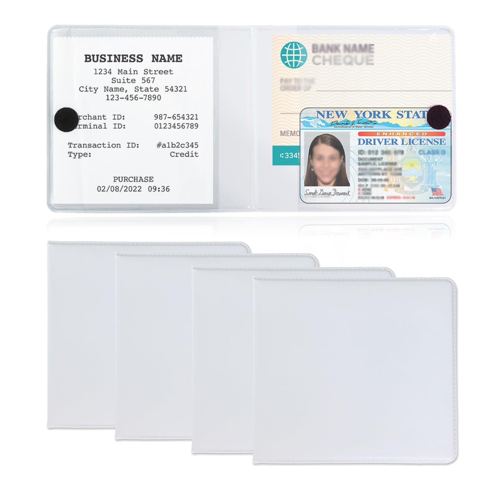 Kewucn 4 PCS Car Registration Insurance Holder, Essential Auto Card Glove Box Organizer, Vehicle Interior Accessories Perfect for Most Car, Truck, SUV (10.55''×4.8'', White)