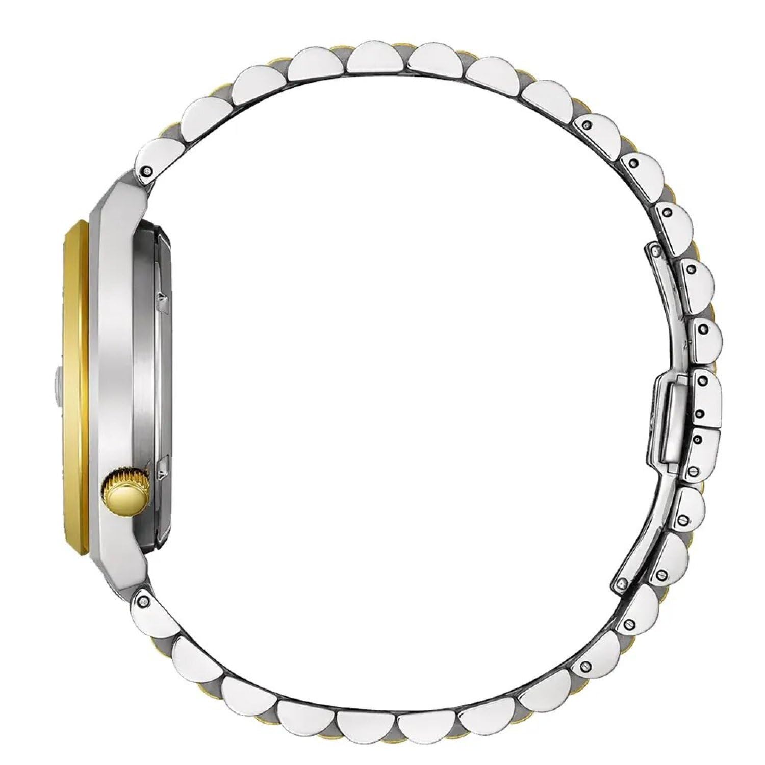 Citizen Tsuyosa 60 NK0024-54X Mechanische Armbanduhr, Unisex, Stahl, zweifarbig, goldfarbenes Zifferblatt, Saphirglas, Grün, 40 mm