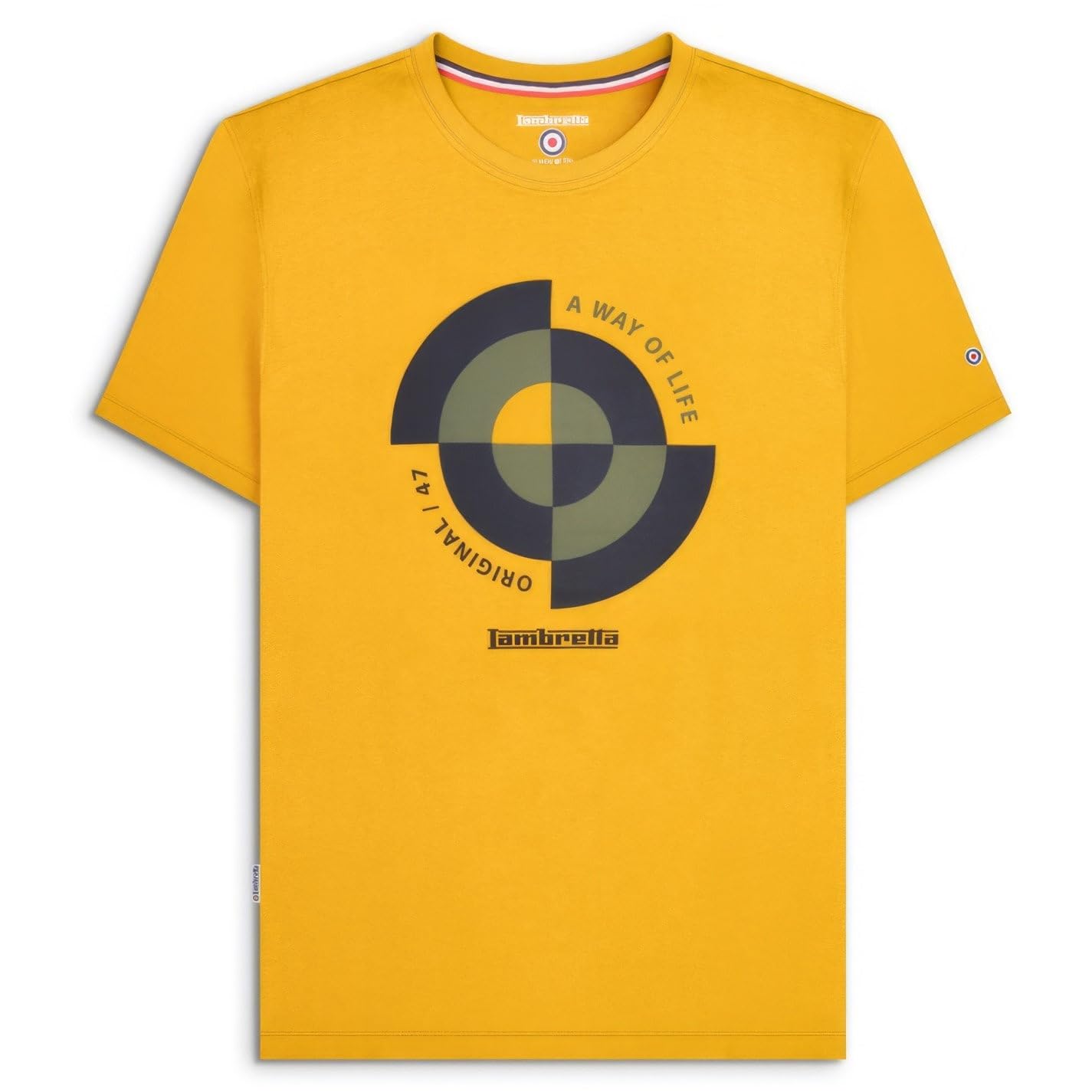 Lambretta Men's Gold Target Quadrant Short Sleeve Cotton T-Shirt - 4XL