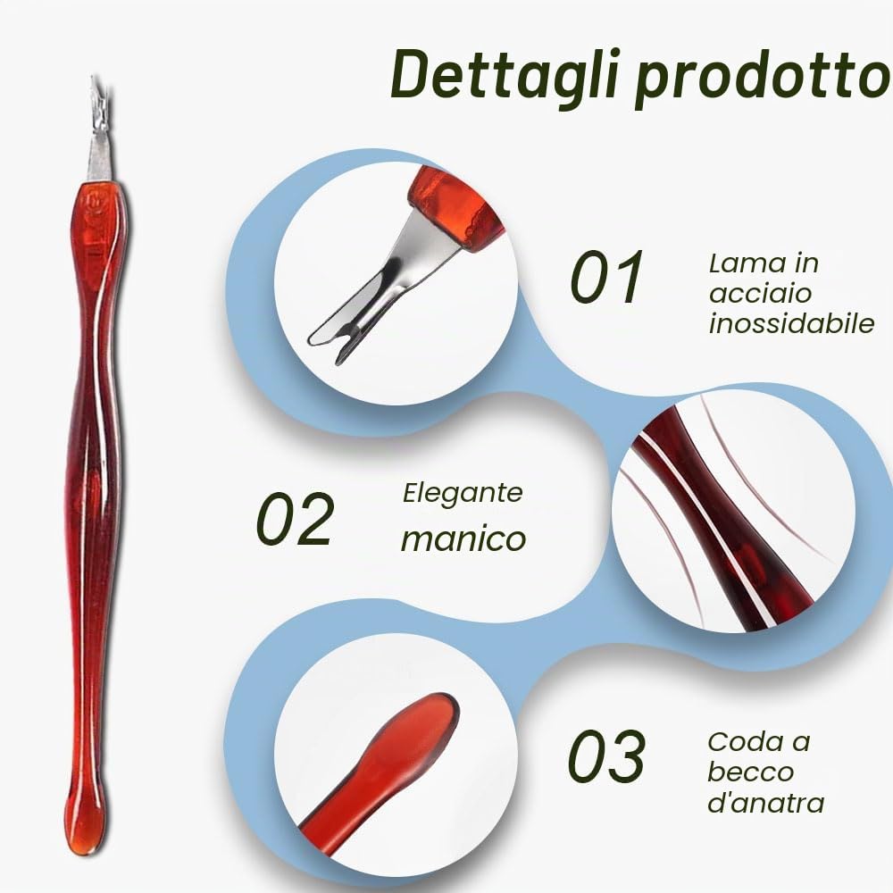 Cuticle Trimmer, 6 Pcs Forchetta per Cuticole, Pusher per Cuticole Rimozione, Forma di V Spintore Della Rimuovi Cuticole, per Manicure e Rimozione