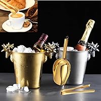 Vista 3 de Cuchara de hielo de acero inoxidable y pinzas para hielo, cuchara de hielo de metal y clip de buffet para el hogar, bar, bufé, recipientes de boda