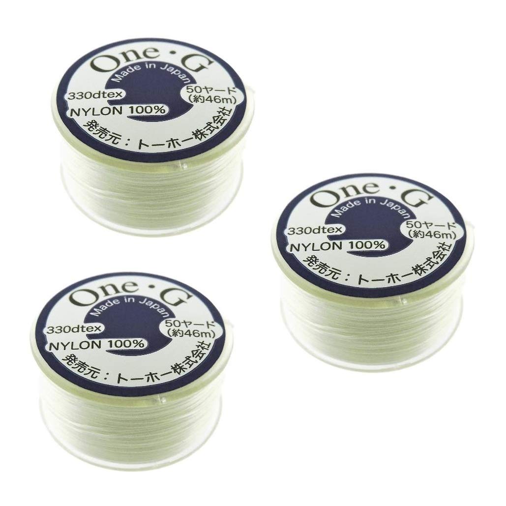 One-G Beading Thread, 50 Yard Bobbin (White - 3 Pack)