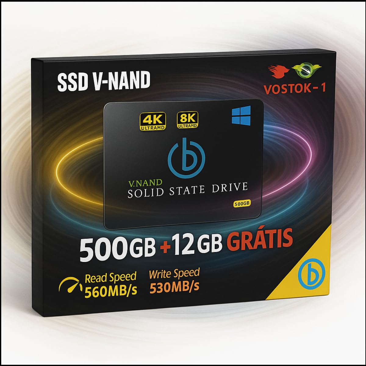Ssd 500gb + 12gb Extra - Vostok-1 Sata 2.5 V-nand Interno-desktop