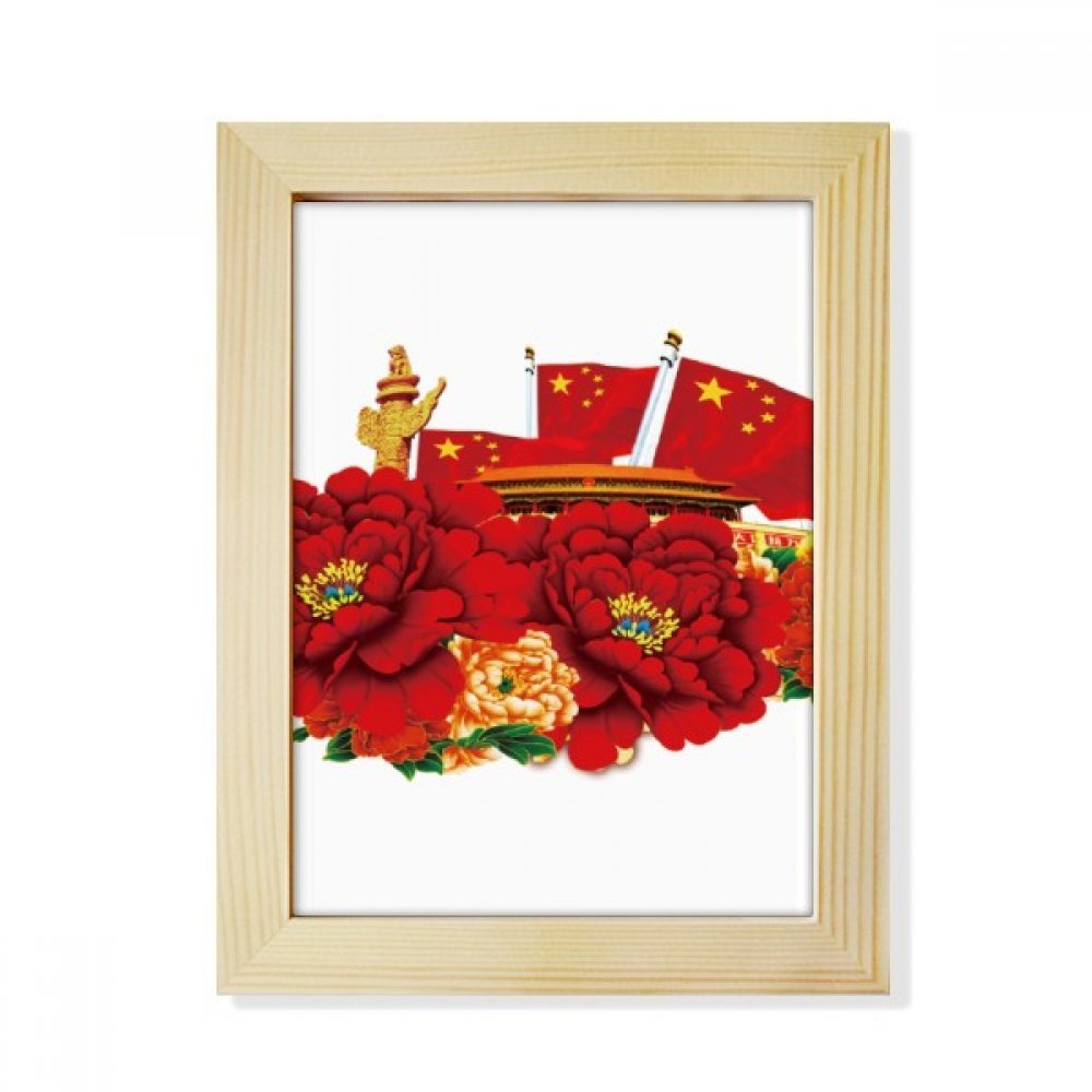 Bandera Roja de China Marco de Fotos Madera Decoración Escritorio 6X8 DIYthinker