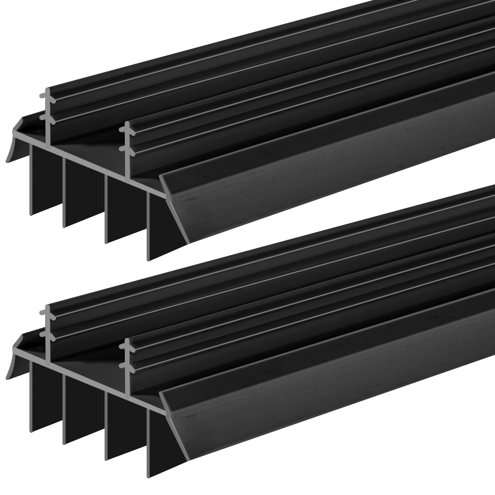 Photo 1 of 2 Pcs 36 Inch Vinyl Replacement Door Bottom,1-3/4 Inch Wide Replacement Door Bottom with Vinyl Fins, Threshold Seal Bottom of Door Weatherstrip Kerf Weather Stripping for Bottom Door Exterior (Black)