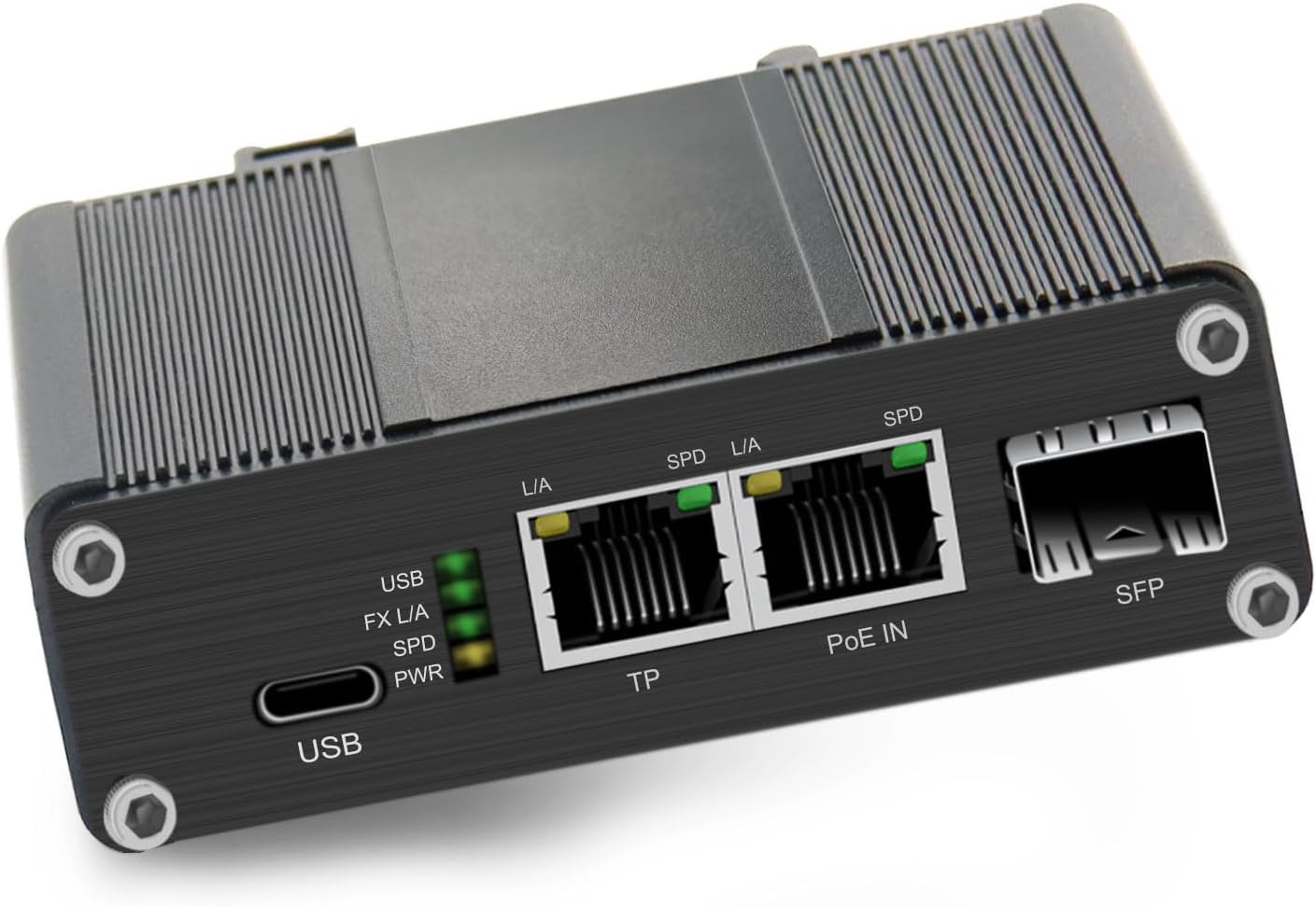 Gigabit 2-Port PD Switch with Type-C Output (Up to 60W 3A Max), IEEE802.3at/bt PoE to USB3.0 5V/9V/12V/15V/20V Output, Industrial ethernet Switch with 100/1000M SFP for Laptop/Phone/IP Cameras