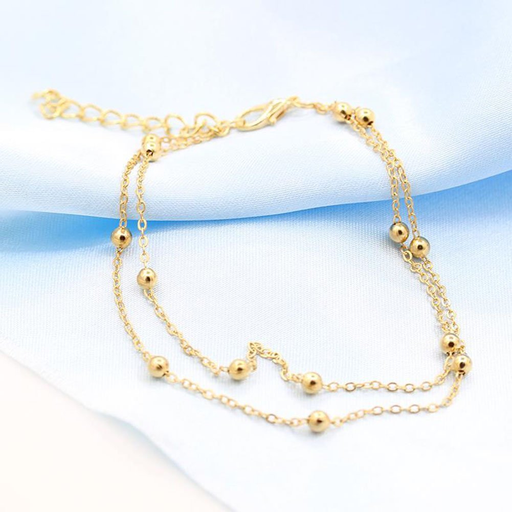 Cavigliera da Donna, cavigliera con Perline a Doppia Catena Cavigliere da Donna Bracciale alla Moda per Ragazze semplicità Estiva Catena per clavicola Bellissimi Ornamenti per i Piedi Cavigliere