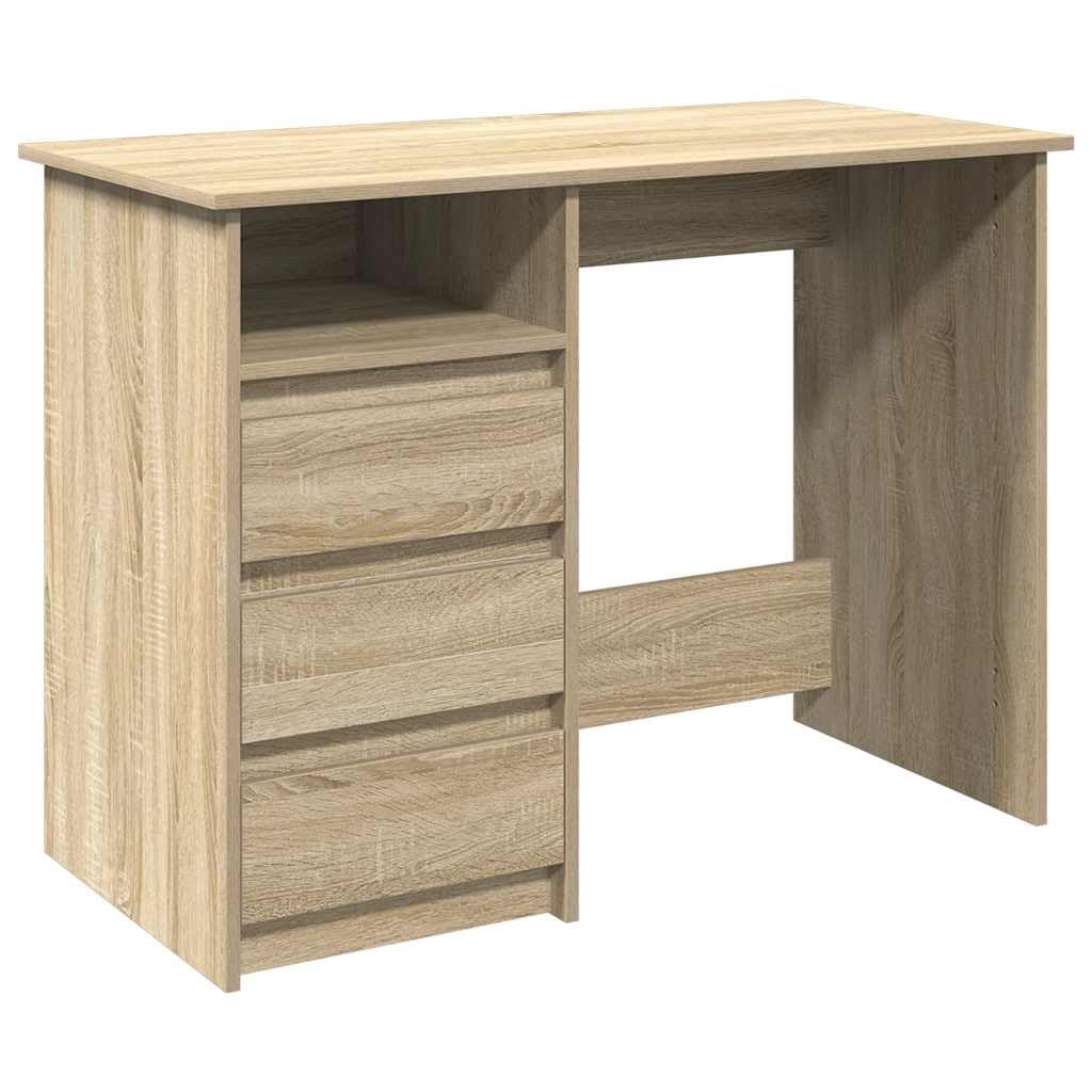 Escritorio de madera de roble Sonoma, 102 x 50 x 75 cm, mesa de oficina y mesa de juegos con amplia superficie de trabajo, mesa de PC para oficina en casa y estudio