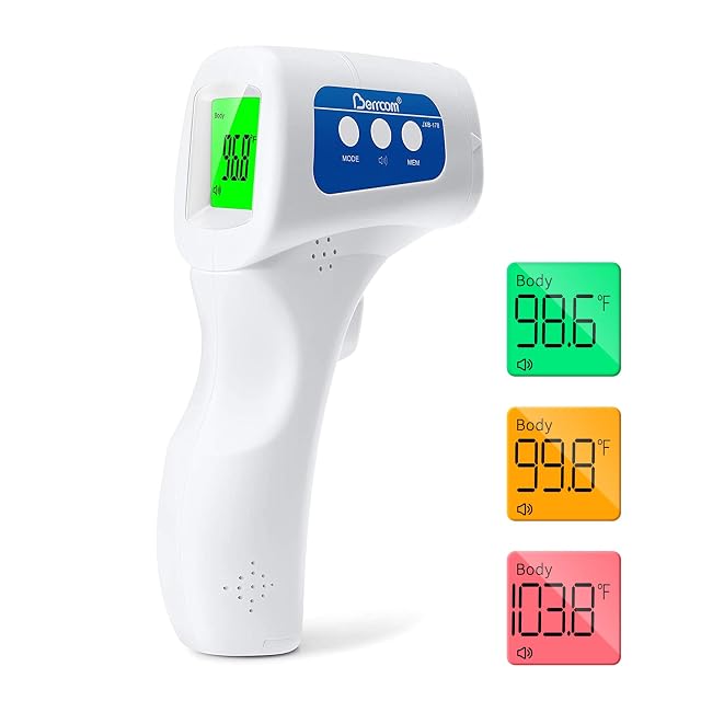 Berrcom Digital Non Contact Infrared Forehead Thermometer Contactless Thermometer 3 in 1 for Kids Infant Adult Fever Check