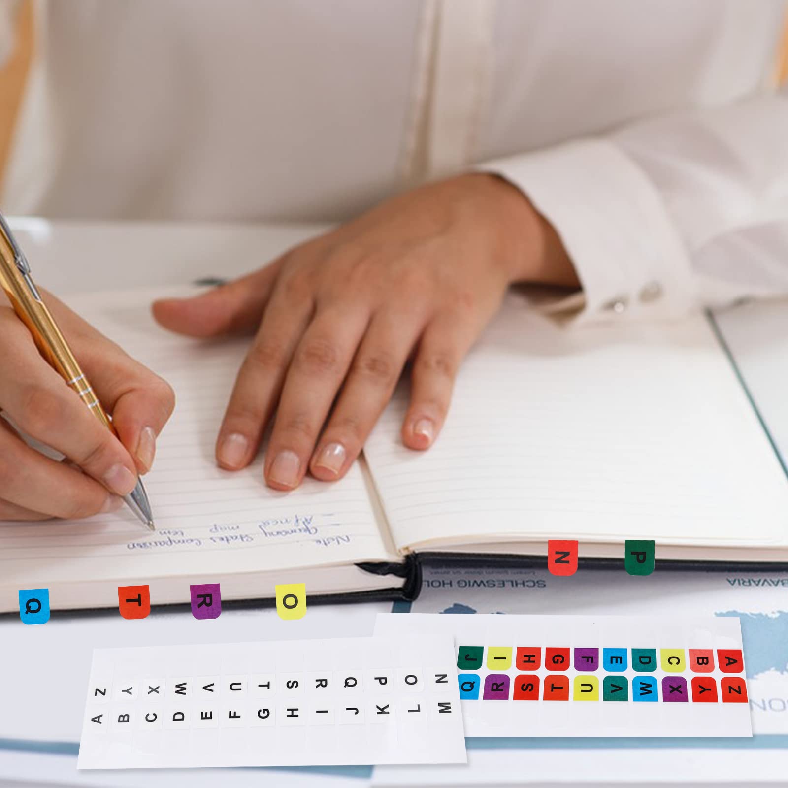 260 Piezas Índice Pestañas Alfabéticos,Impermeable Pestañas Letras Adhesivas,Transparente Pestañas de Índice,Reposicionable Index Tabs,Guías de Archivos Alfabéticos para Escuela Oficina (A)
