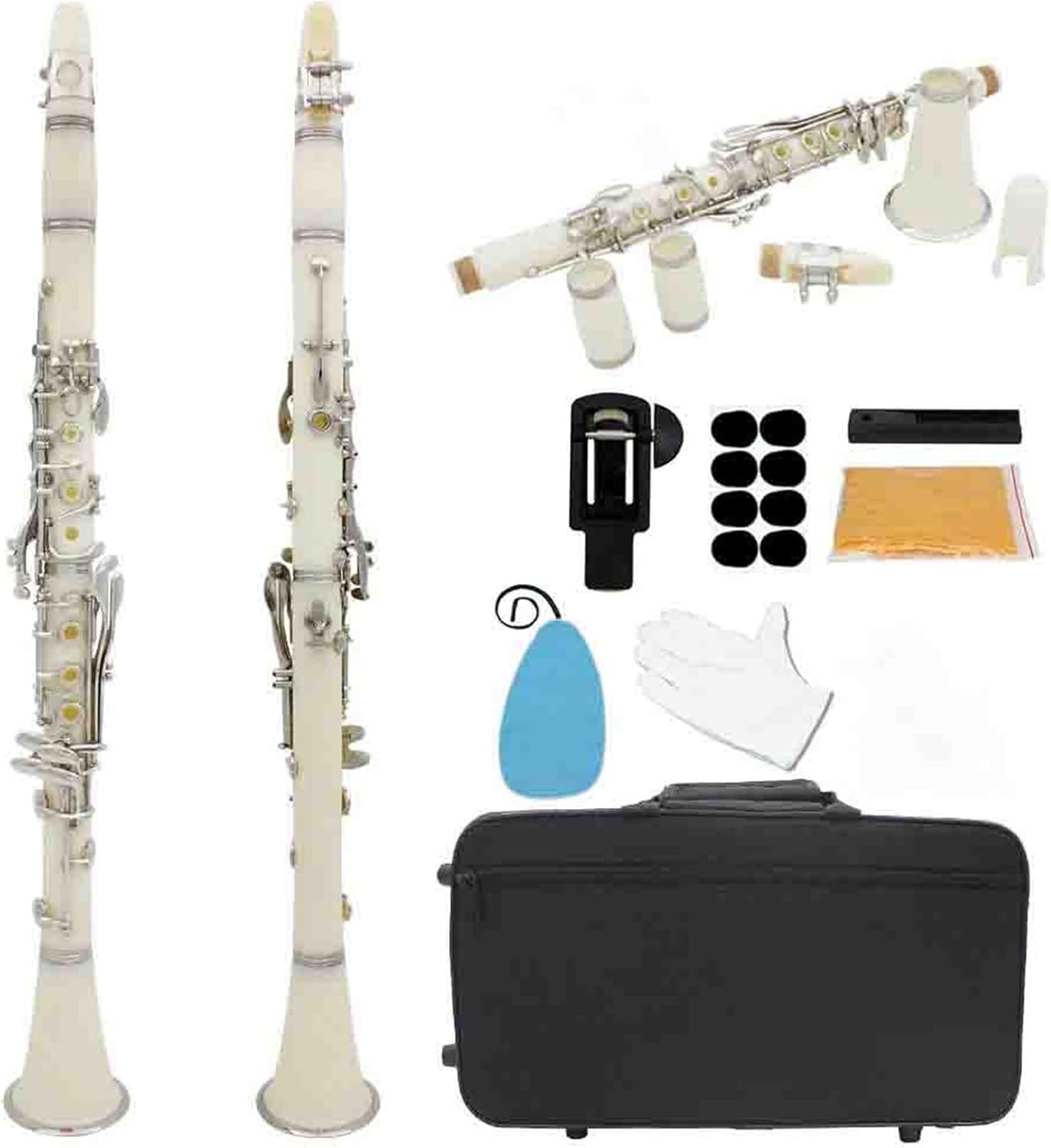 Colored Clarinet 17 Keys Bb Professional Woodwind Instrument Bakelite Set For Beginners Clarinet Instrument(Blue)