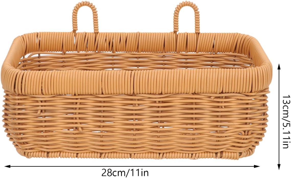 2pcs Wall Hanging Basket, Handwoven Hanging Organizer for Onion Garlic, Boho Plastic Fruit Storage Baskets with Hanger for Kitchen Bathroom Laundry Home Decor