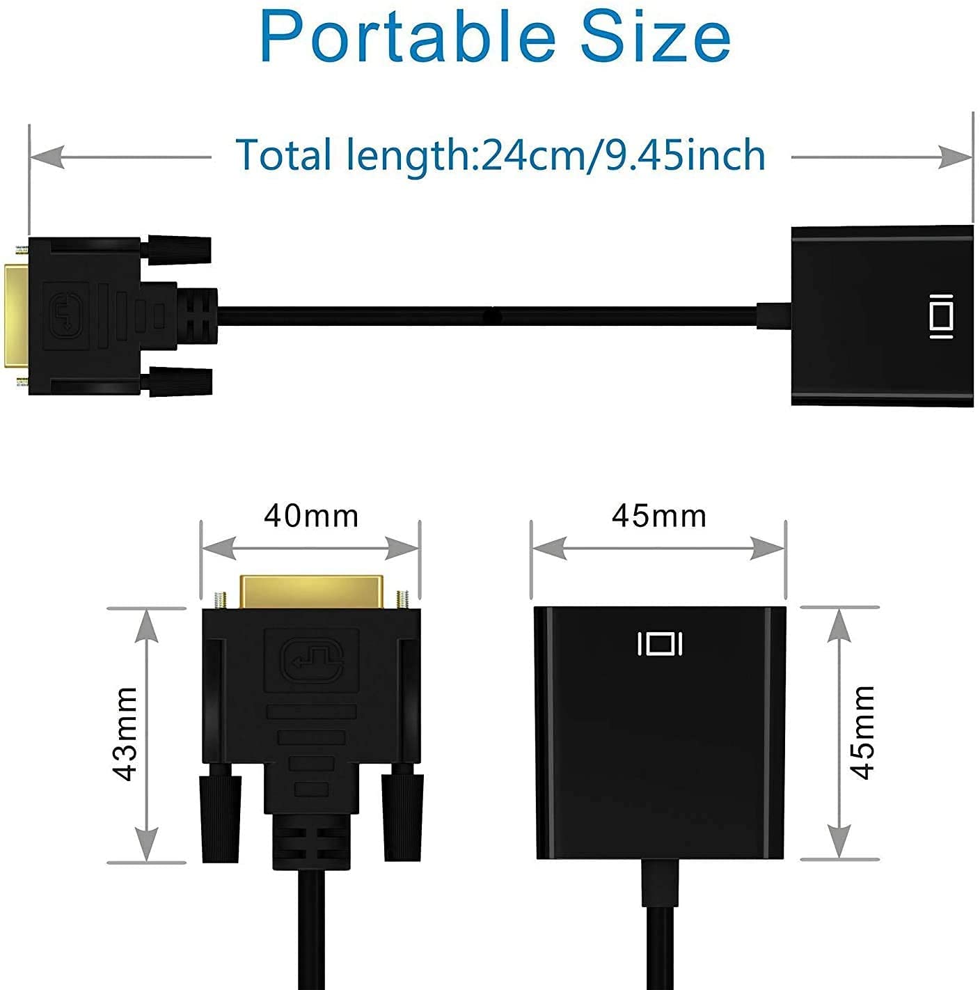 Gana - convertitore da USB a RS232, USB 9 pin a DB9 Seriale, convertitore cavo per router/Switch e altri dispositivi con interfaccia, 1,5 metri DVI2VGA