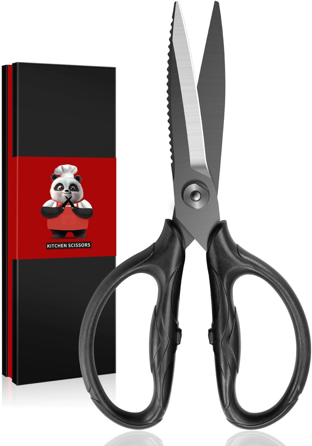 SHANZU 8.4" Titanium Heavy Duty Kitchen Scissors - Japanese 5Cr15MoV Stainless Steel Detachable Shears for Meat, Herbs, Poultry - Dishwasher Safe, Black
