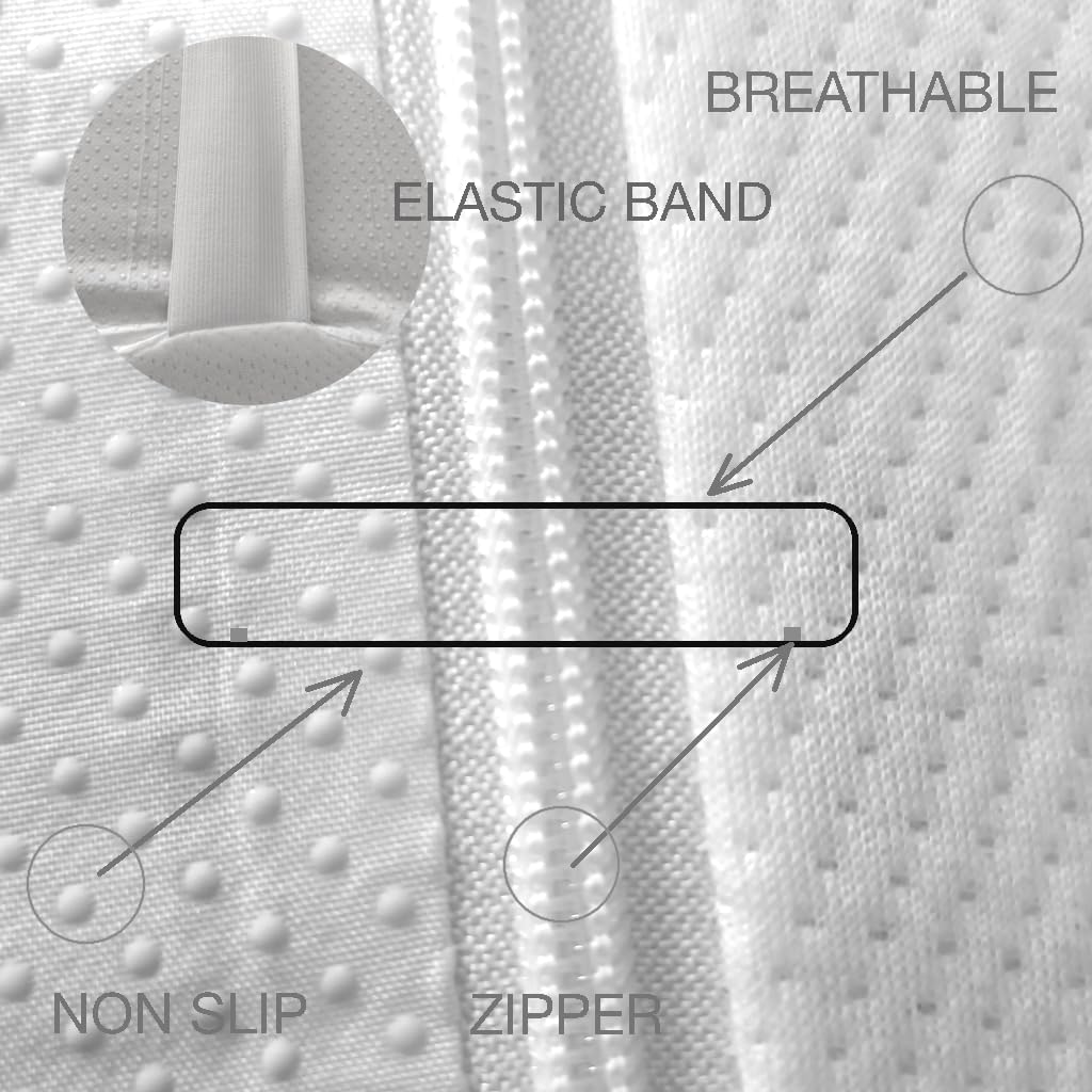 · Topper. Sobrecolchón Visco Gel + Carbón Activado · Desenfundable con Tejido Antideslizante y Bandas Elásticas · Hipoalergénico · Estructuras de Cabezal no Incluidas (90x190x8)