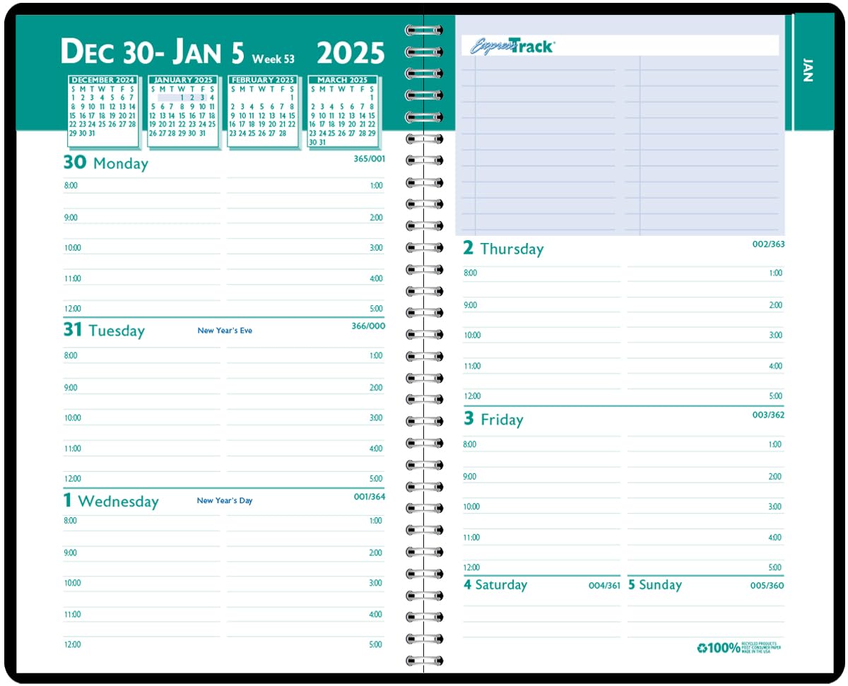 House of Doolittle Calendario settimanale e mensile 2025, con tracciato espresso, 12,7 x 20,3 cm, gennaio - gennaio (HOD29402-25)