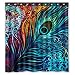 Custom Colorful Peacock Design Polyester Fabric Shower Curtain Bathroom Decor Size 66x72 inches