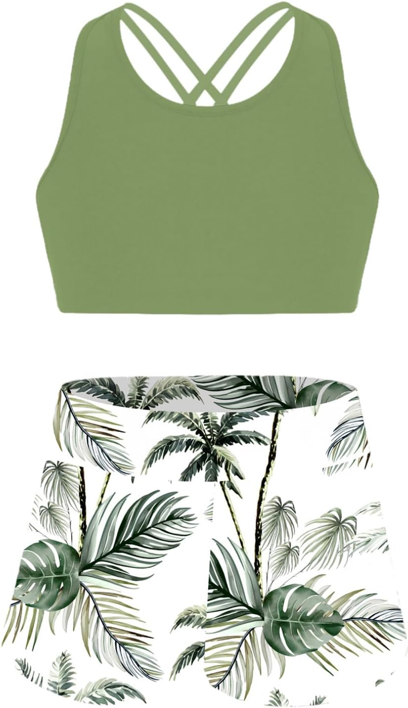 Ranrann Enfant Aillot De Bain Fille 2 Pièces Top + Short De Bain