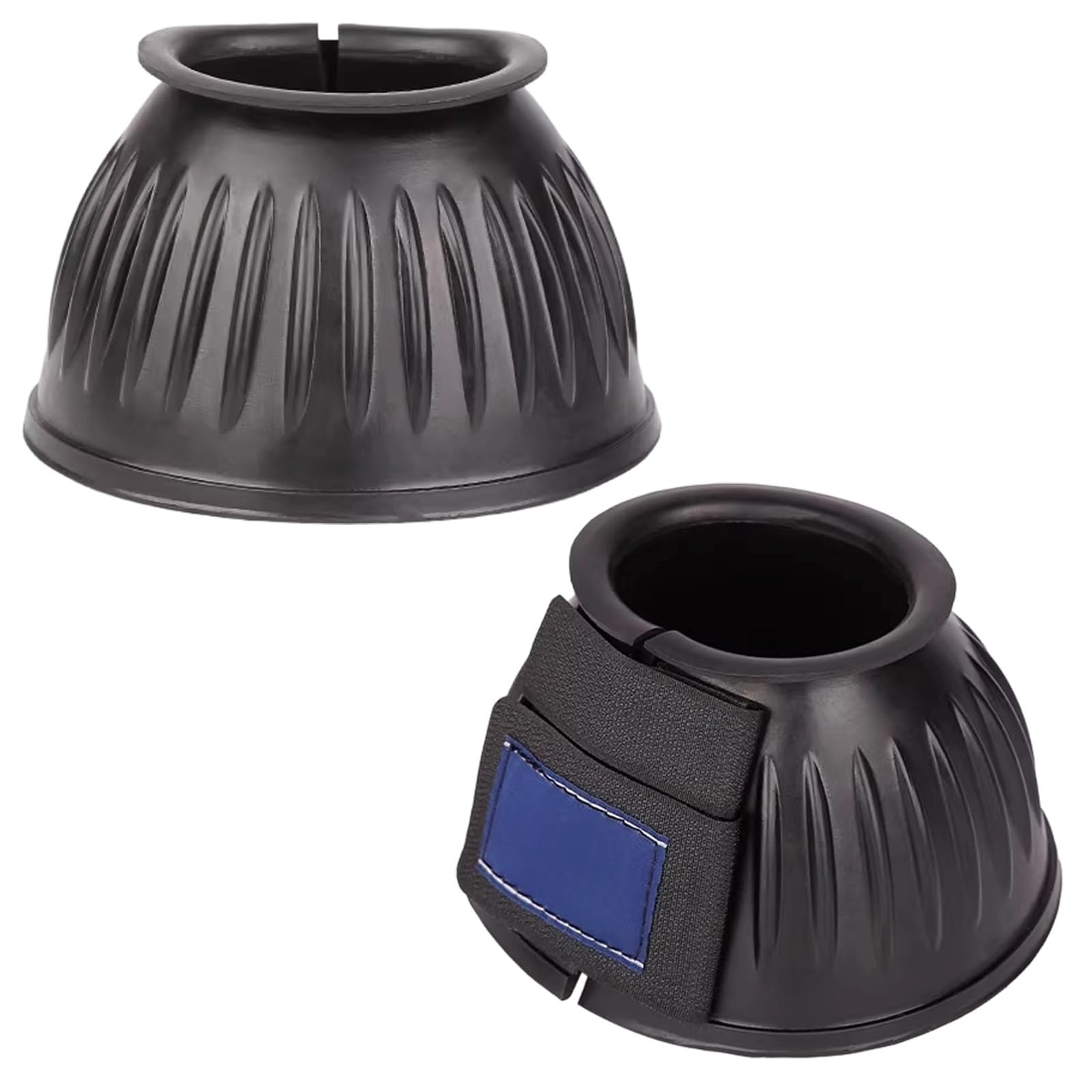 Hufglocken, groß, schwarz, Gummi, 8,9 cm Höhe, Verschluss, 24,9 cm obere Öffnung