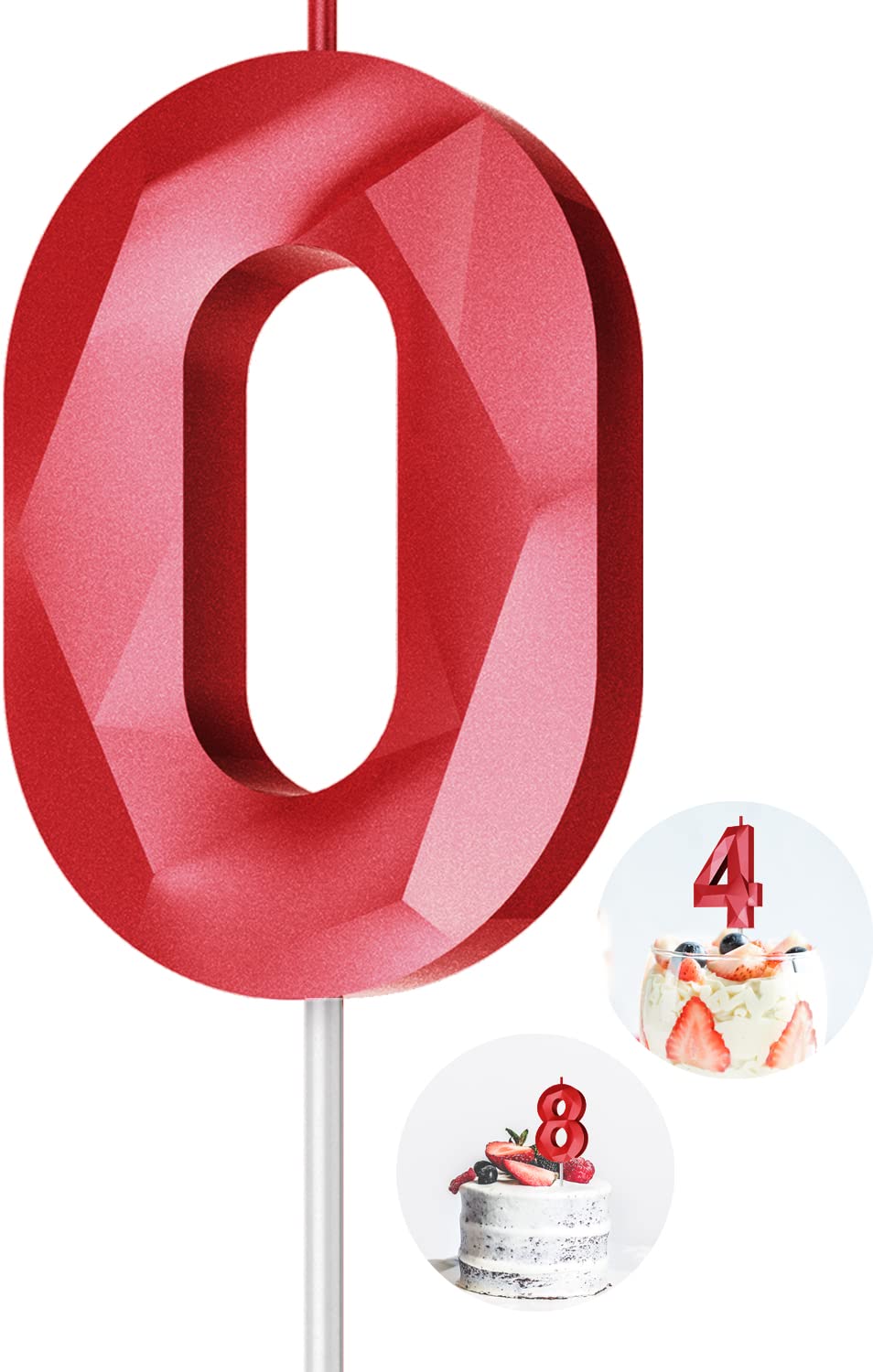 Photo 1 of KENJOVIVO Number Birthday Candles (0, Red)