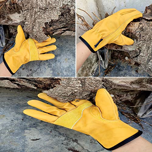 Idenax Leather Gardening Gloves For Men Women, Working Gloves, Reinforced Thorn Proof & Cut Resistant Yardwork Gloves (Medium) #TOP6