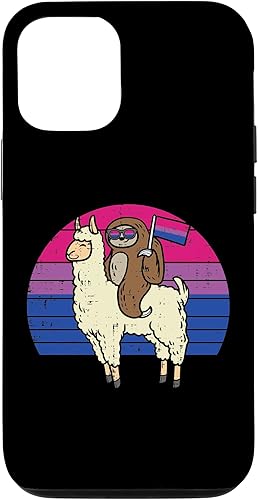 iPhone 13 Pro Llama Sloth Bisexual Flag Glasses Sunset Retro Bi Pride LGBT Case