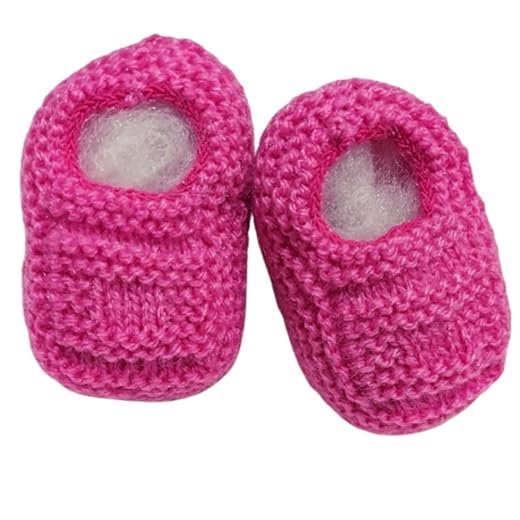 Sapatinho de Bebê de Tricô Rosa Pink - 0 a 3 meses
