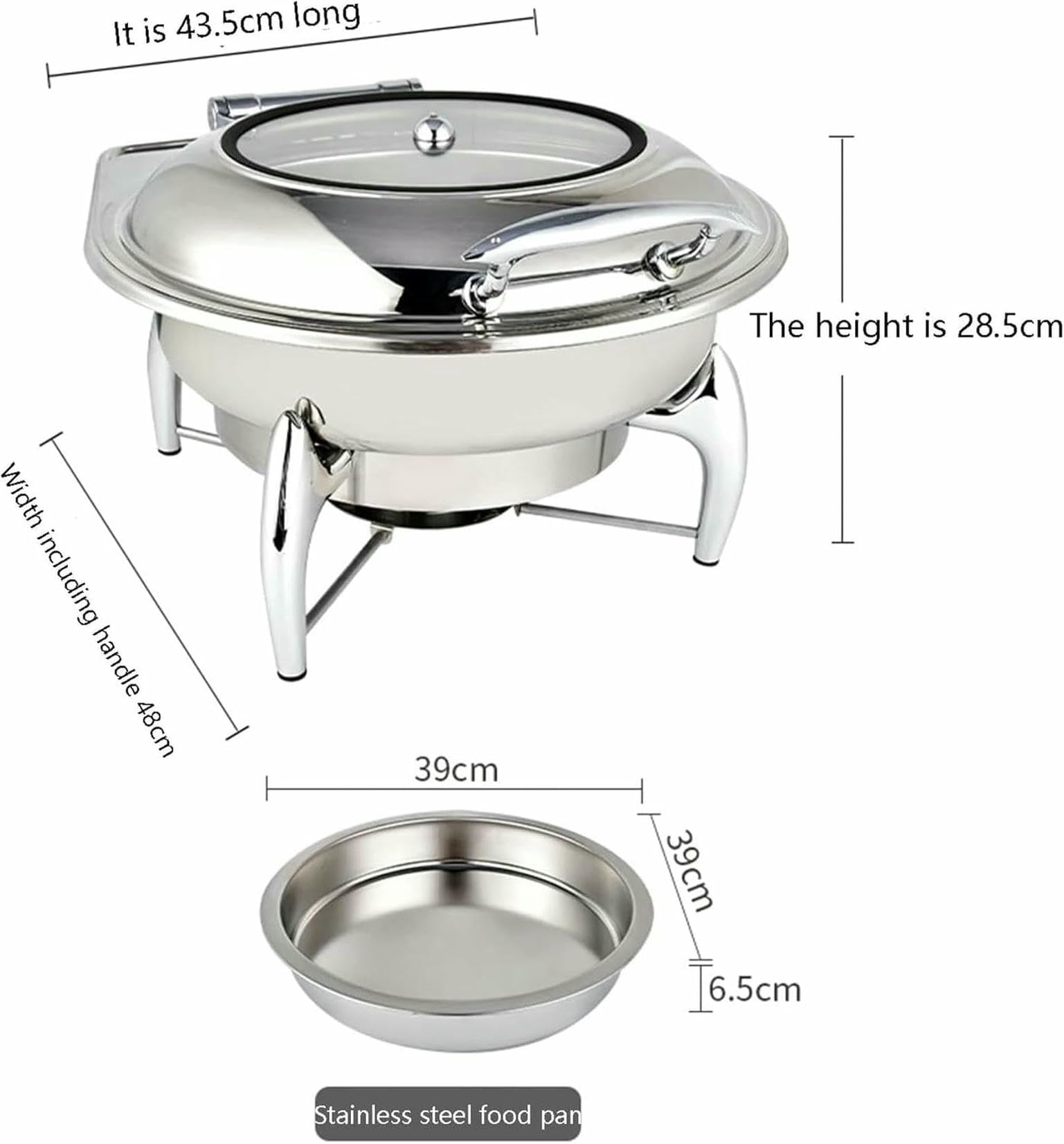 Chauffe-Plats pour événements Traiteur - Chauffe-Plats pour Buffet de fête, Ensemble de marmites rectangulaires à Couvercle Rabattable, marmites à Eau, poêles chauff,Silver-6L~/
