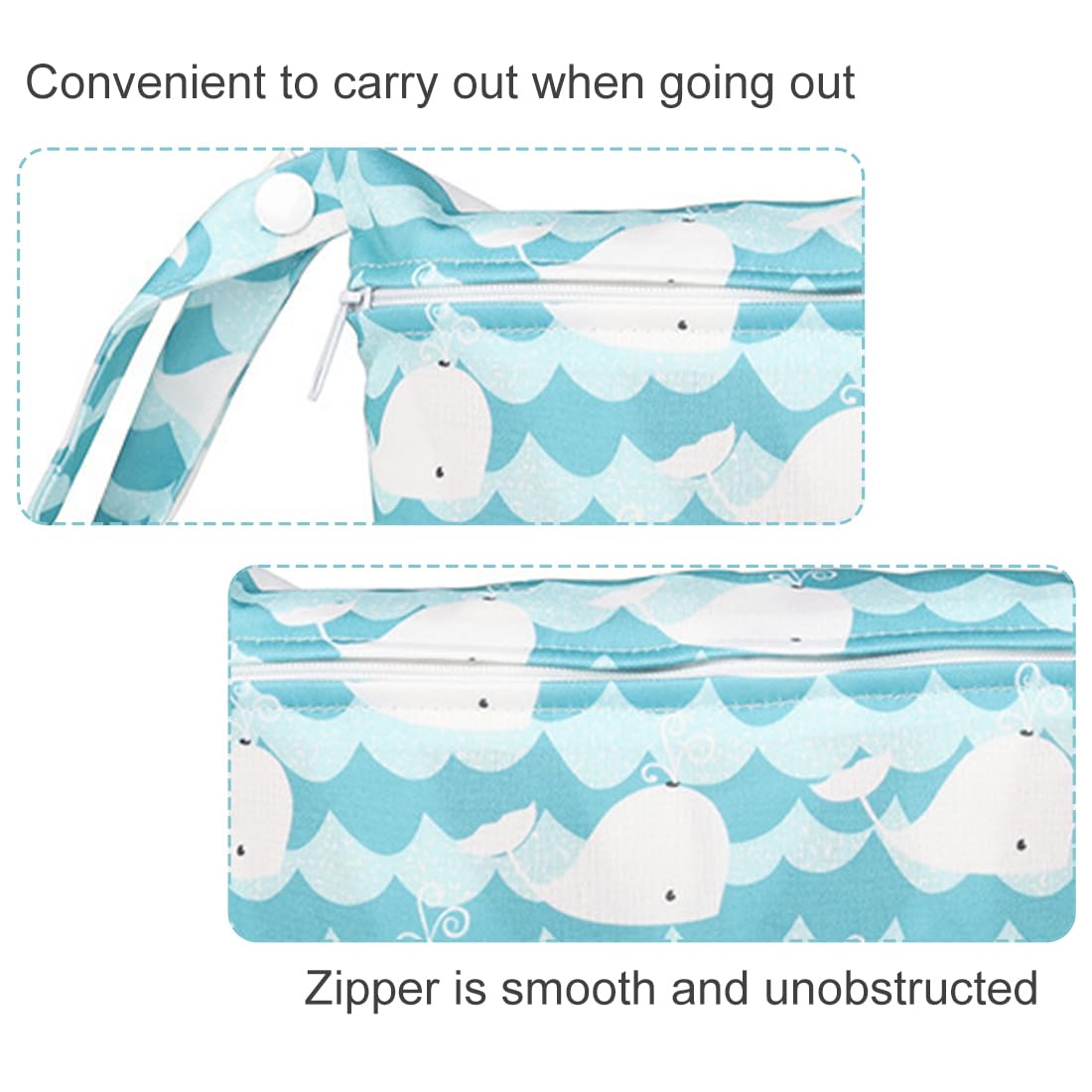 Wetbag Pannolini Riutilizzabile 2 Pezzi Borsa Pannolini Lavabili con Zip Impermeabile
