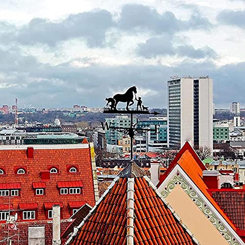 Weathervanes For Cupolas，Weather Vanes For Yard，Wind Direction Indicators For Yard，For Roof Barn Yard Rooster Decor Roof Mount-Farmer With Horse/Rooster/Ape Holding Flag Weather Vane Garden Wind Vane #TOP5