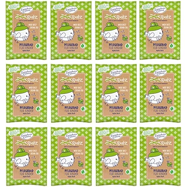 Zestaw 12 sztuk Dresdner Essenz Dirckspatz Kąpiel pielęgnacyjna Wer bist du denn Apfel-Geruch 12 x 50 g dodatek do kąpieli wegański