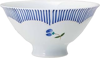 Hasami Ware Matsukouen 20428 Rice Bowl, Large, Wind Flowers, Blue, Made in Japan