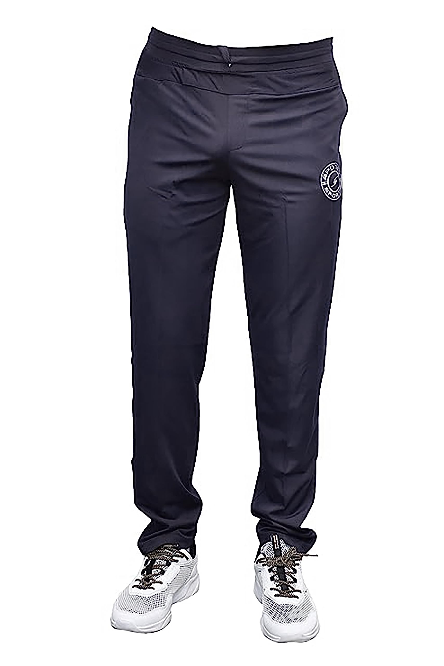Dhairya Sports and Redi Made Garments Men's Solid Cotton Modern Slim Fit Gym Track Pants with Zipper Side Pockets - Navy Blue