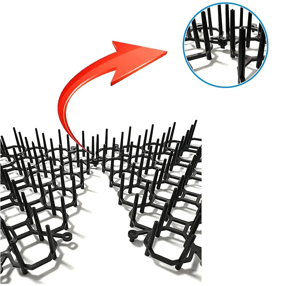 BUYTER Paquete de 12 Alfombrillas cuadradas para Gatos de 8.5 x 6.5 Pulgadas con Pinchos, Almohadillas repelentes de Gatos, Barrera de Animales, Incluye 12 Grapas y 20 Bridas (19.5''*5.5'')
