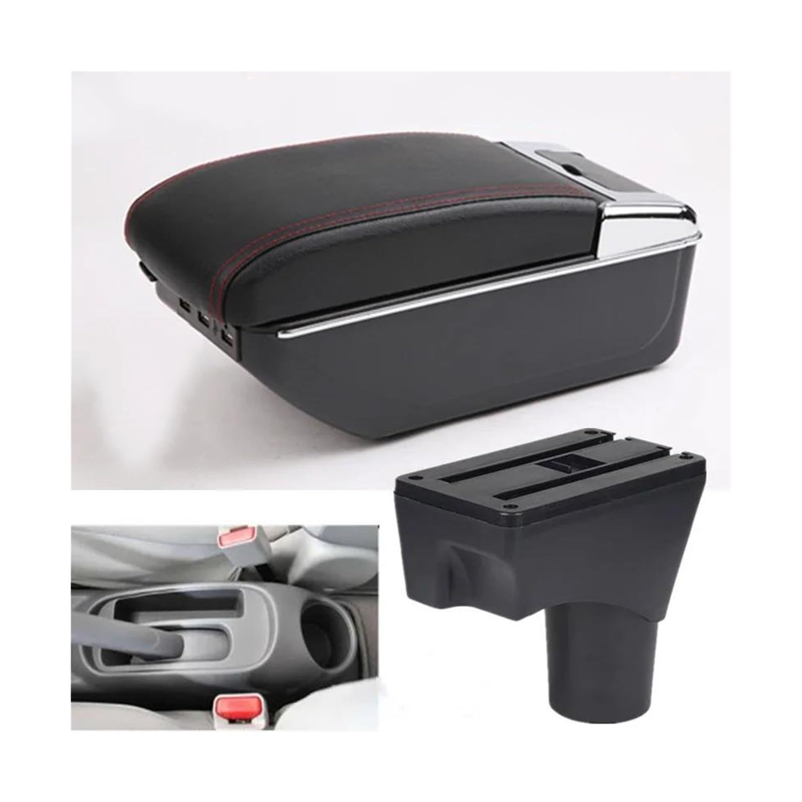 Armrest Box For Nissan For Sunny For March For Micra K13 MK4 IV Car Armrest Storage Box 2010-2022 Parts Car Accessories(D1 red line 7USB)