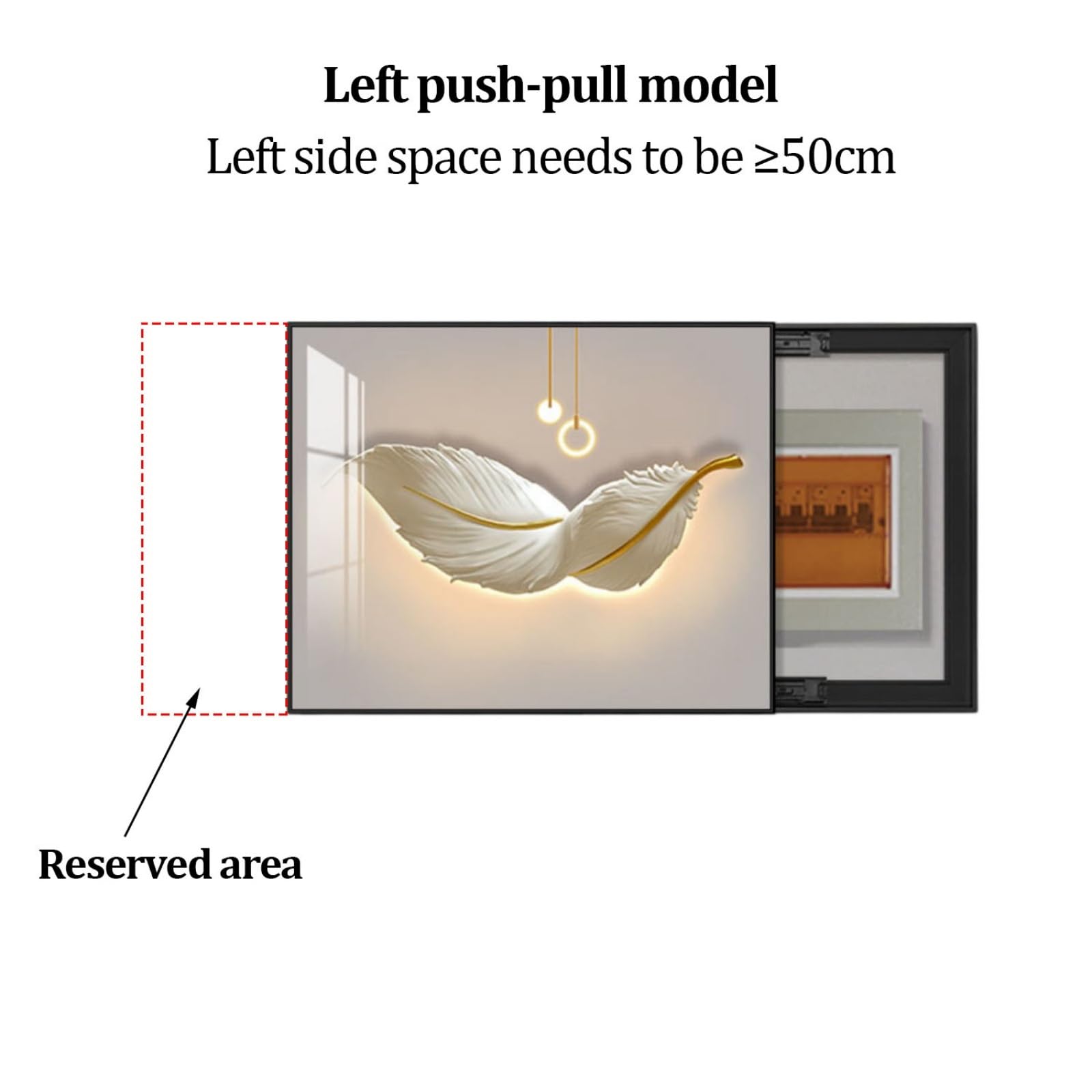 Cubierta decorativa para caja de interruptores, cubierta de distribución oculta, pulsador izquierdo, gabinete para caja de fusibles, panel eléctrico, interruptor de fusibles(A,45 * 35CM)