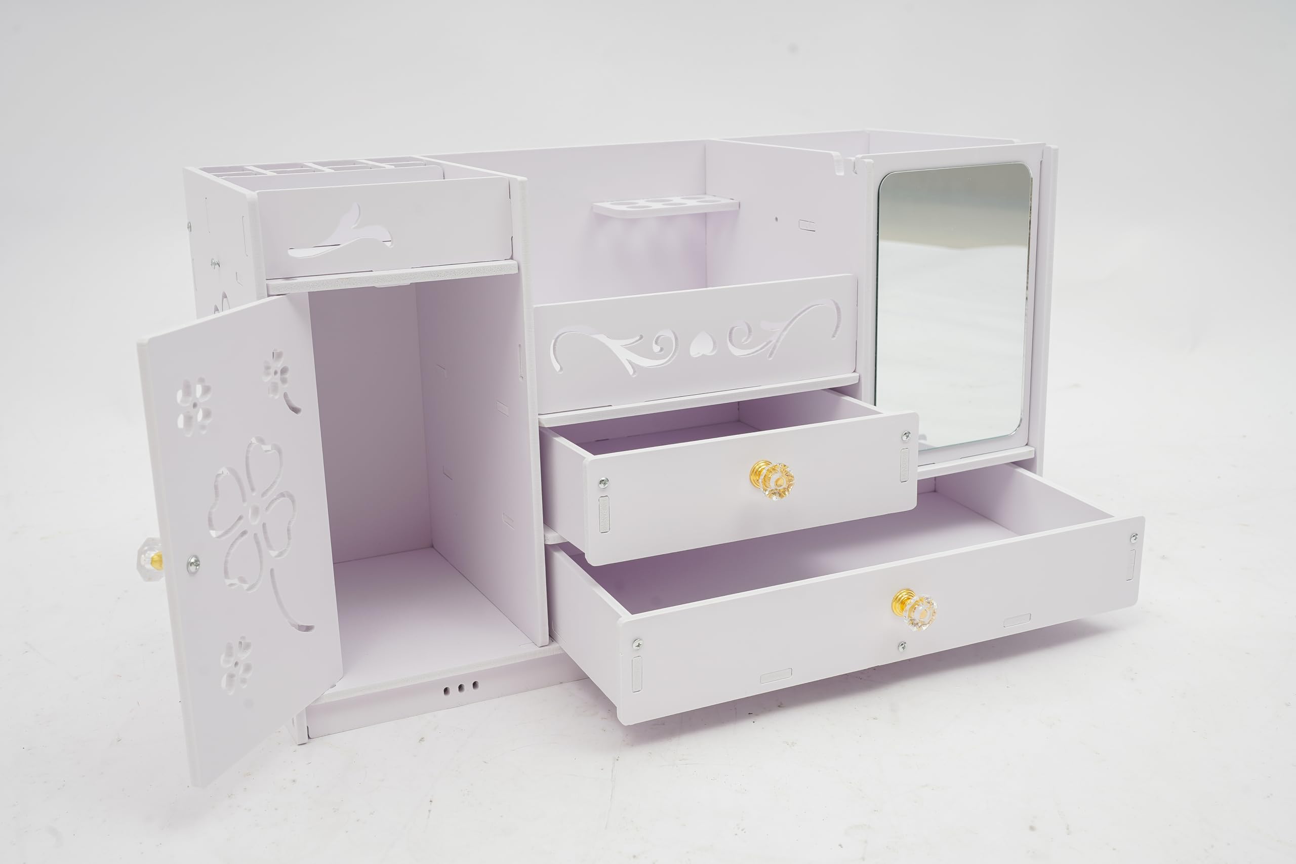 Organizer per trucchi con 3 cassetti - Scatola cosmetica con suddivisione (1/2, 1/3, 1/4) per rossetti, pennelli e creme, contenitore stabile per tavolo da toeletta, bagno