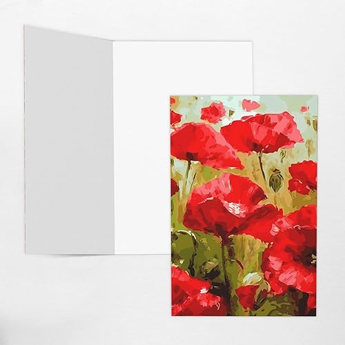 Miniatura 3 de EKYOSHCZ Hermosas tarjetas de felicitación en blanco con estampado de flores de amapola roja con sobres rojos, tarjeta de agradecimiento para