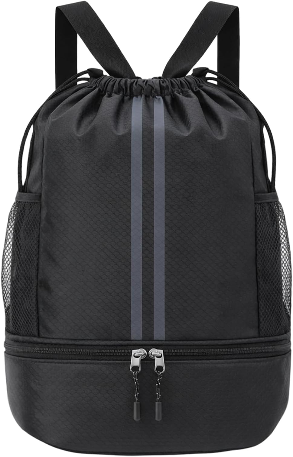 Drawstring Backpack Gym Bag, Waterproof String Backpack with Side Mesh Pockets, Beach Bag for Basketball, Soccer, Swim, Wrestling Bag for Women Men