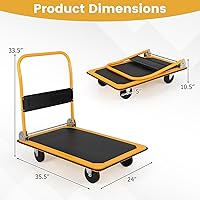 Vista 31 de Goplus Carro plegable de la plataforma 330LBS Rolling Flatbed Cart Hand Platform Truck Push Dolly para cargar