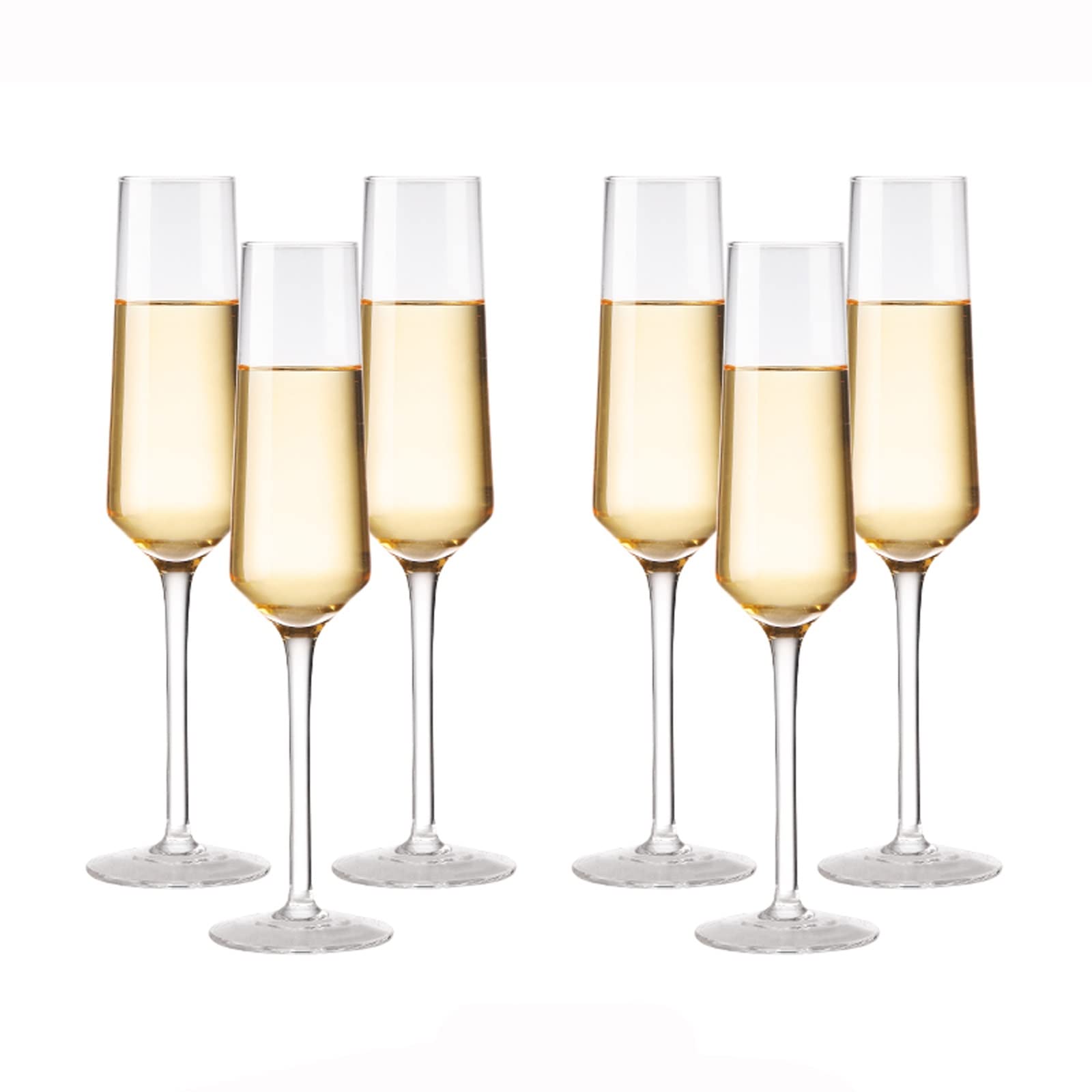 Verres à Champagne 6 Verres à Champagne Gobelets en Verre de Cristal Ménage Flûte à Champagne Ensemble Cadeau pour Mariage, Anniversaire, Noël Flûtes à Champagne (Taille : Or) (Gris)