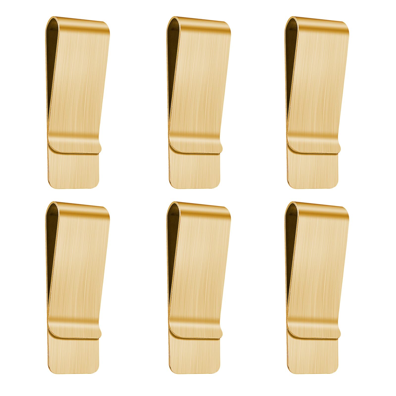 Prasacco Klipsy do pieniędzy ze stali nierdzewnej metalowy smukły klips na pieniądze portfel banknoty etui na karty kredytowe dla mężczyzn i kobiet, Złoty, 6 PCS