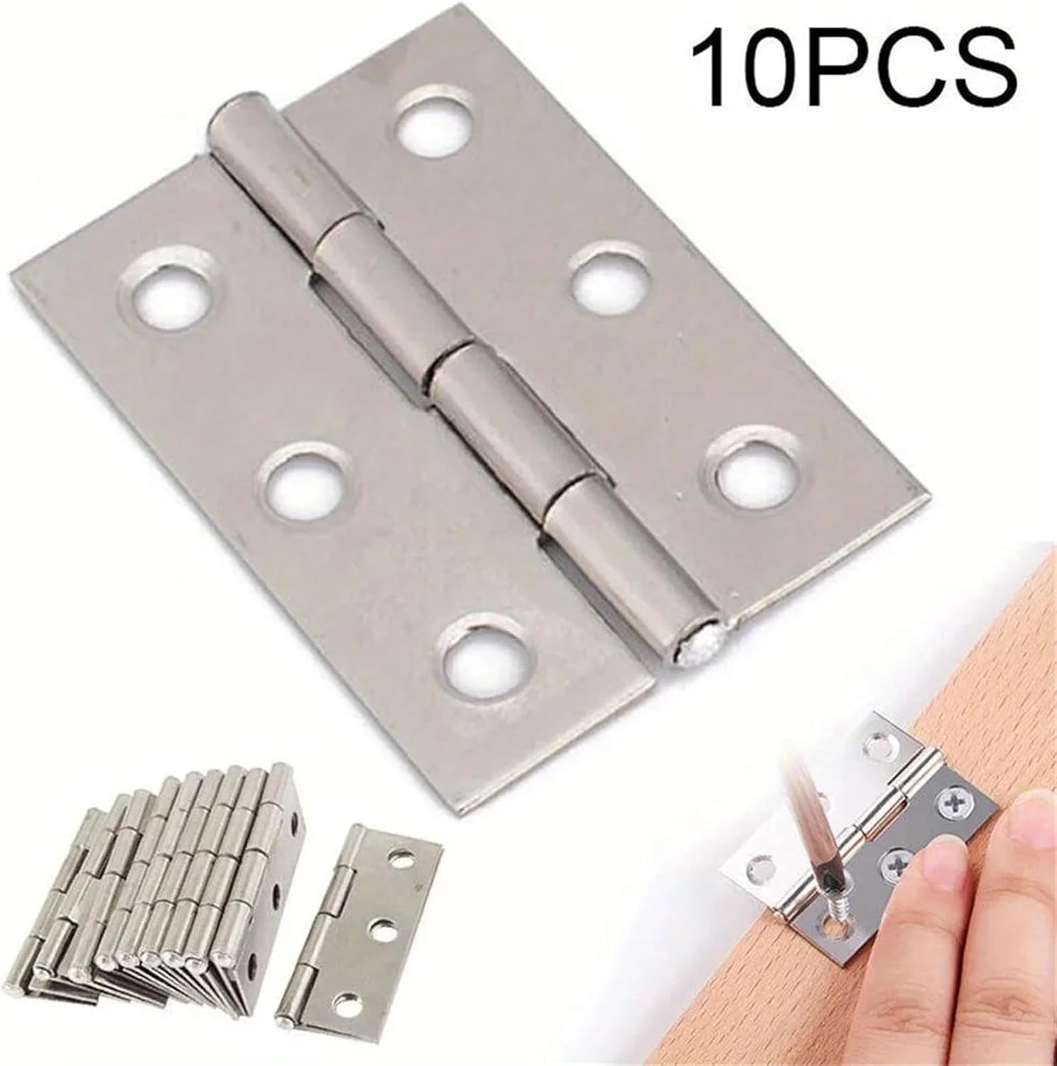 10pcs Stainless Steel Door Hinges Cabinet Doors Windows Wooden Box Flat Hinge Home Furniture Hardware Accessories
