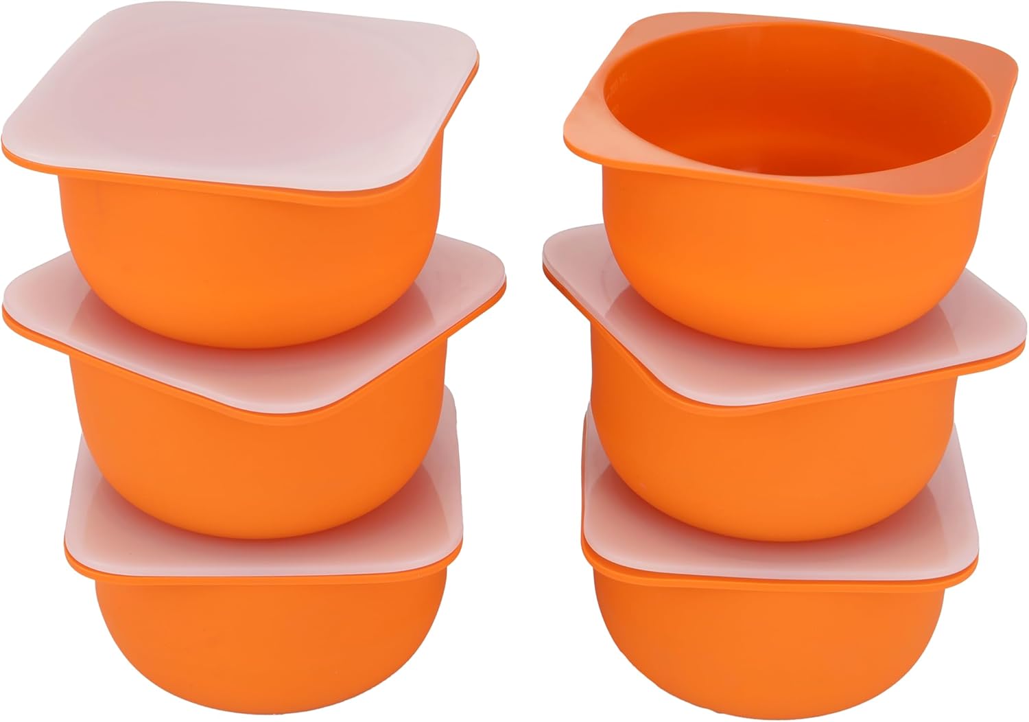 W.xZQ inc Stackable Silicone Artisan Pizza Dough Proofing Boxes Proving Containers with Lids Pizza making Accessories-6 pack-700ml portion (Orange)