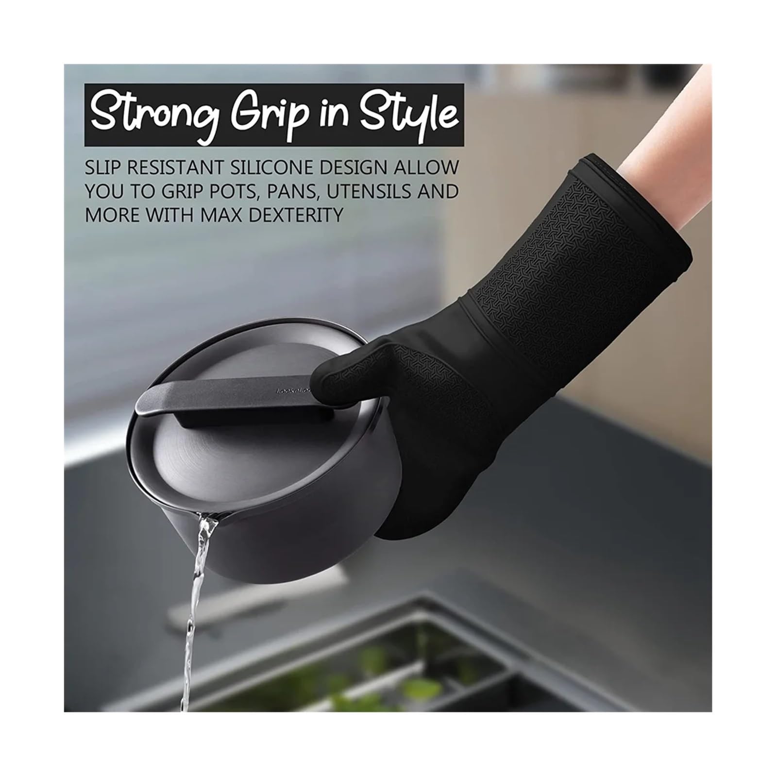 Guanti Da Forno Guanti da forno in silicone - in con fodera morbida resistente al calore Blu