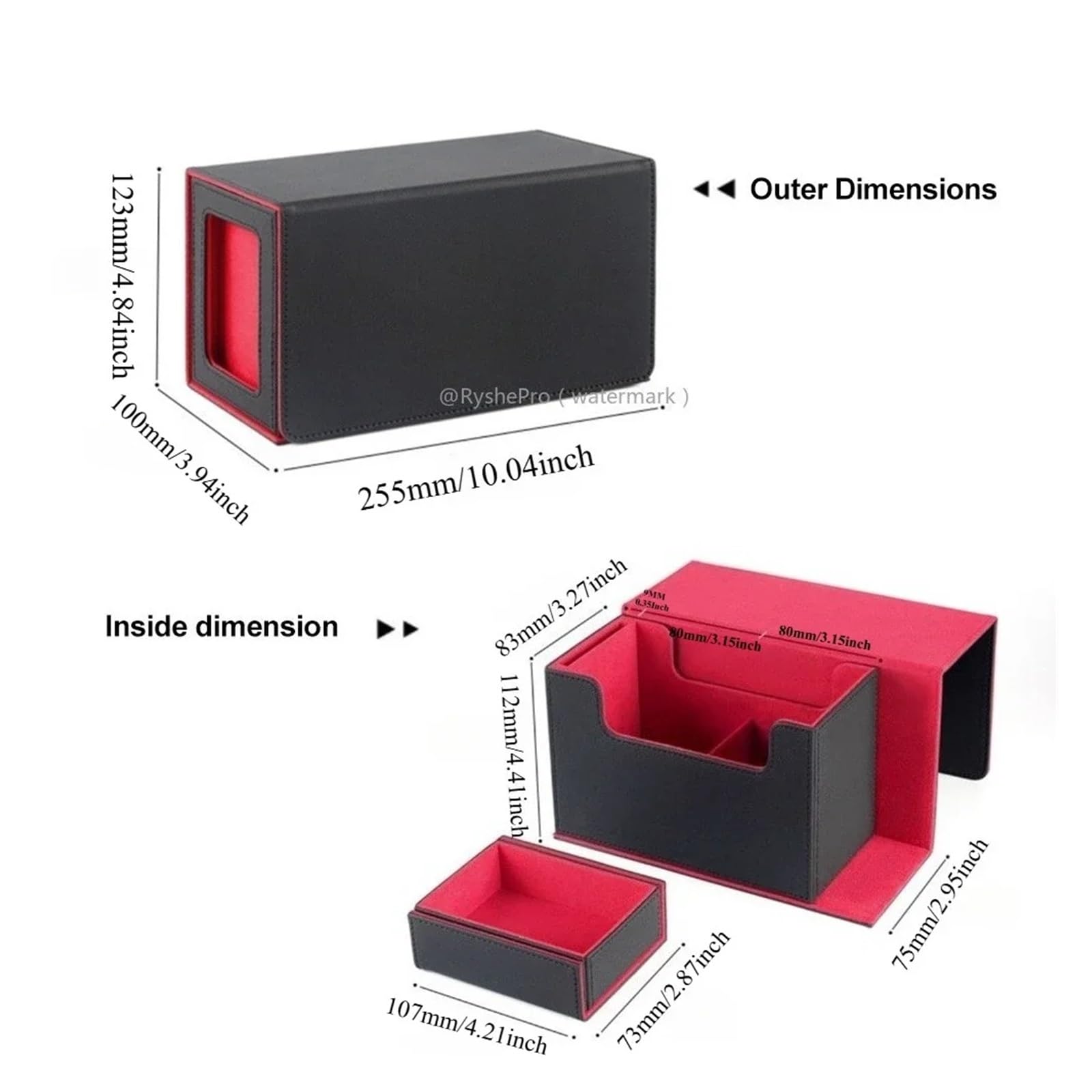 Deck Box Caja de almacenamiento cartas coleccionables con expositor Commander y bandeja for dados(Grey)